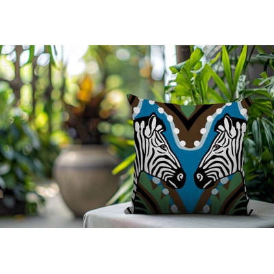 Oreiller carré réversible intérieur / extérieur Kondy Zebra