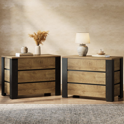 35.5" Wide 3-drawer Nightstand Set Of 2