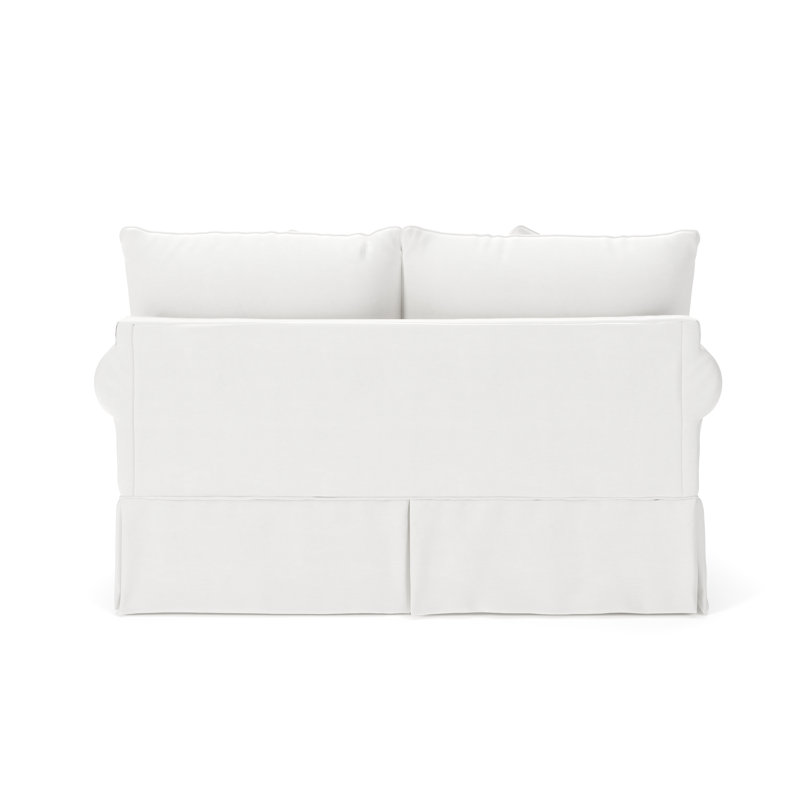 Amari 63" Rolled Arm Slipcovered Loveseat, Bayou Off White Canvas