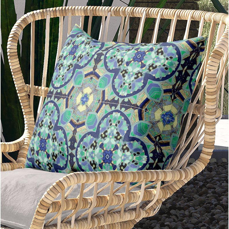 Housse de coussin carré et insert, 16" x 16", Aqua / Indigo