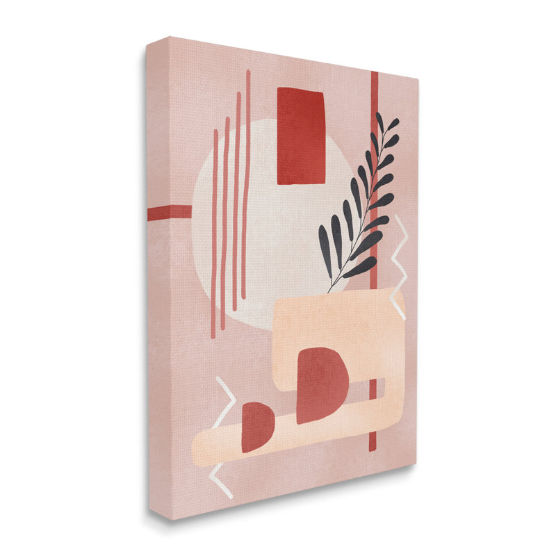 «Warm Abstract Shapes Red Pop Plant Détail» par Ziwei Li - impression d'art graphique, H 20 po x l 16 po x 1,5 po