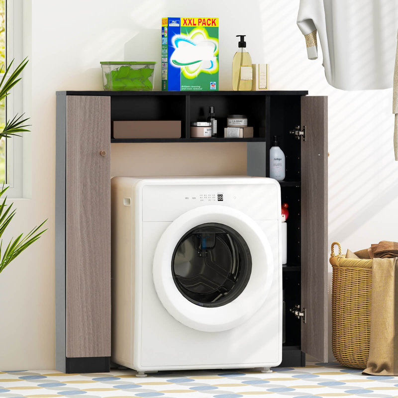 Over The Toilet Storage Cabinet, Double Door Bathroom Toilet Storage Organizer Black