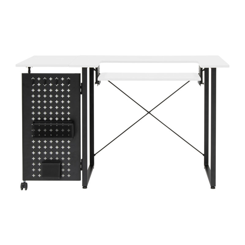 Adonya 121cm x 60cm Foldable Sewing Table with Sewing Machine Platform, White