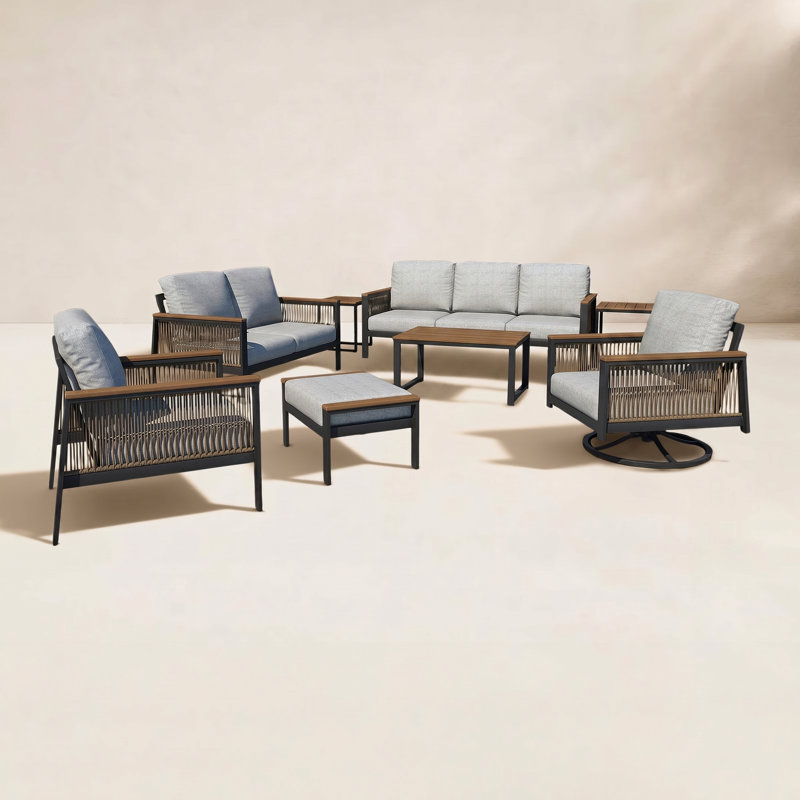 Townsend 7 - Person Outdoor Seating Group with Sunbrella® Cushions, Canvas Granite