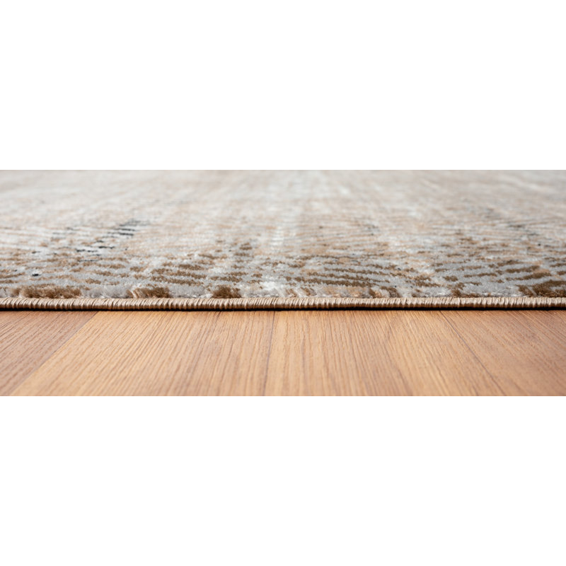 Vladya Brown Abstract Area Rug, Round 5'3"