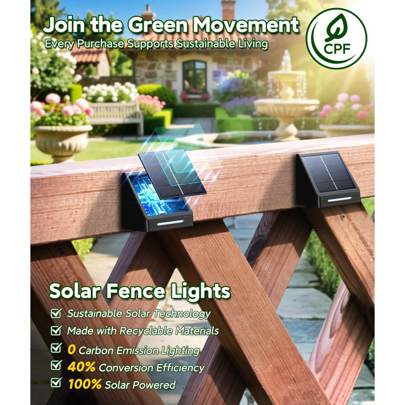 Upgraded Solar Fence Lights, 10 Lighting Modes RGB Color Changing, IP65 Waterproof Outdoor Wall Step Lights，for Fence, Backyard, Railing, Patio, Wall, Step, Deck