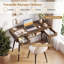 Bureau d'ordinateur avec tiroirs, compartiment de rangement ouvert pour petits espaces, bureau brun rustique-131263202