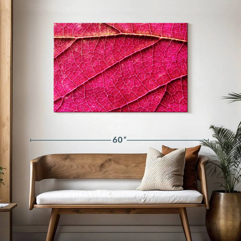 Veine de feuille rose, H 30 po x l 45 po