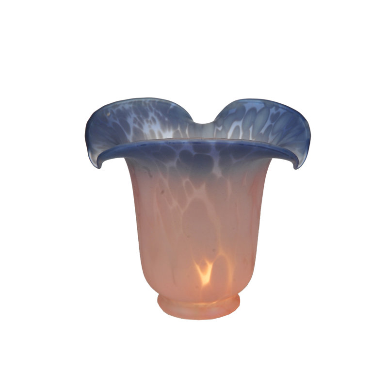 Pate-De-Verre l 5,5 po cannelé rose et bleu