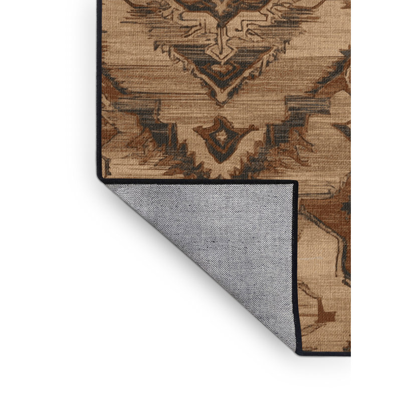 Machine Washable Persian Brown Area Rug, Square 3'