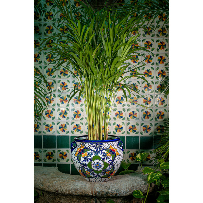 Talavera 12" White Ceramic Chata Planter
