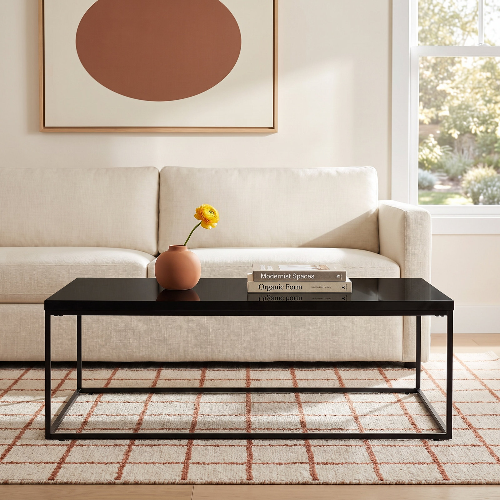 Valeta 47" Coffee Table, Black Top/Black Base