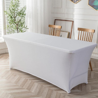 Spandex Table Cover For 4Ft, 6Ft, 8Ft Table Universal Fitted Stretch Tablecloth For Party, Banquet, Wedding And Events Folding Table