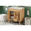 Meuble-lavabo moderne, structure en bois massif et panneau de fibres à densité moyenne, 2 portes et 3 tiroirs, conception à fermeture en douceur, tablette ajustable en forme de U, lavabo en céramique, ensemble d'armoires de rangement pour salle de bain, conception moderne et élégante