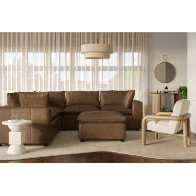 Hadleigh Brown Leather Modular L-sectional