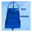 Balancelle suspendue avec structure et support en acier, fauteuil hamac avec accoudoirs rembourrés, tissu Oxford noir et bleu foncé