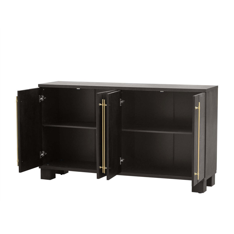 Buffet avec rangement, buffet en bois avec tablettes réglables et poignées dorées pour la cuisine, la salle à manger et le salon (taupe)