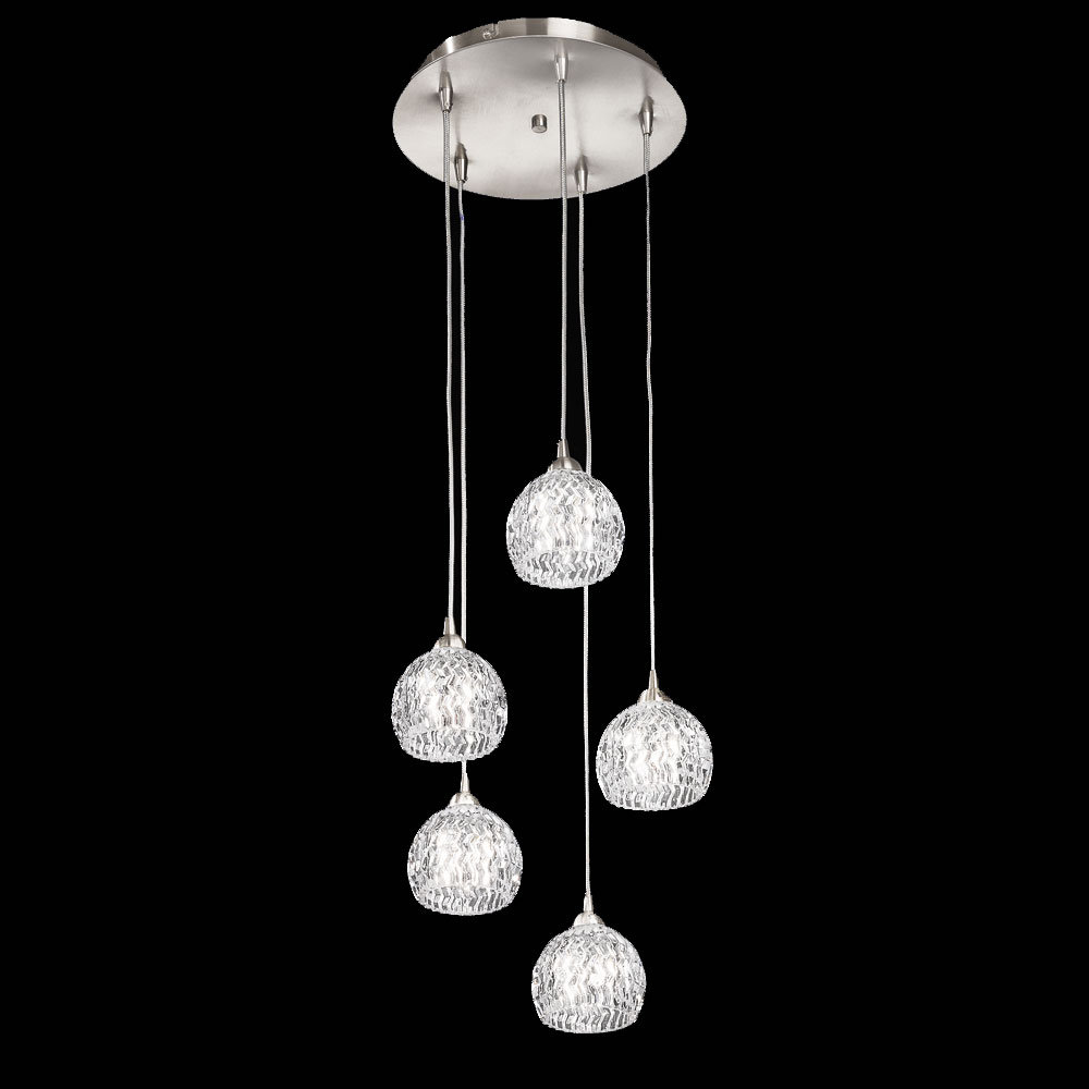 5 - Light Satin Nickel Cluster Pendant