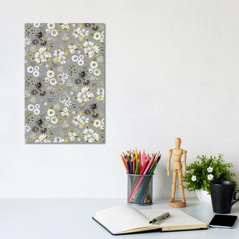 Little Flowers Ultimate Grey - Wrapped Canvas Graphic Art by Ninola Design - Wrapped Canvas Print