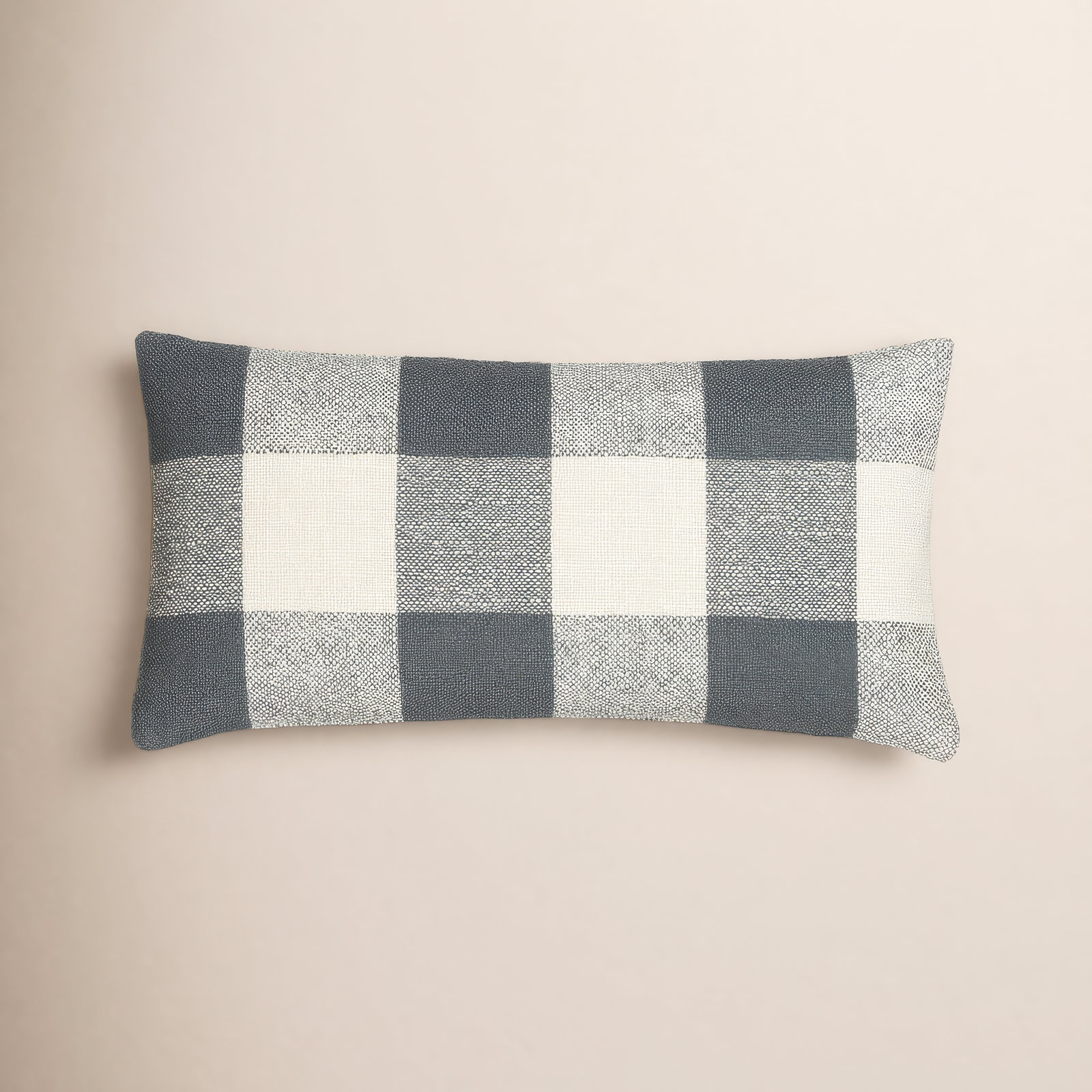 26" x 14" Throw Pillow, Blue Checkered, Feather