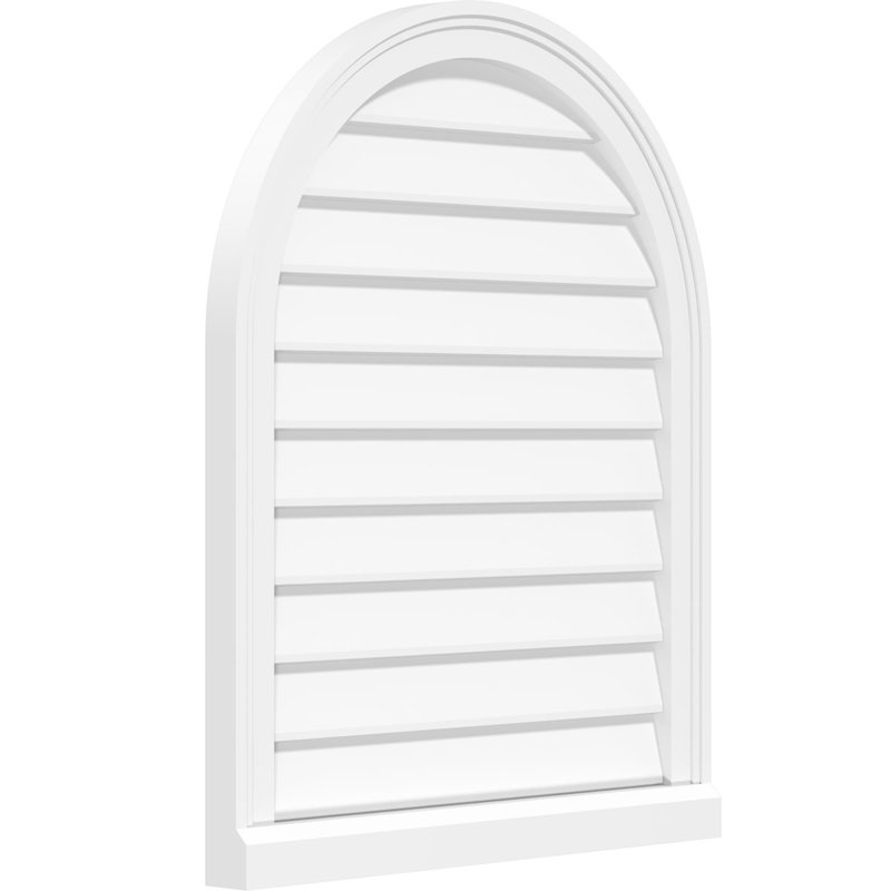Fixation à surface ronde ronde: non fonctionnel, évent à pignon en PVC avec cadre de seuil en brique, H 20 po x l 20 po