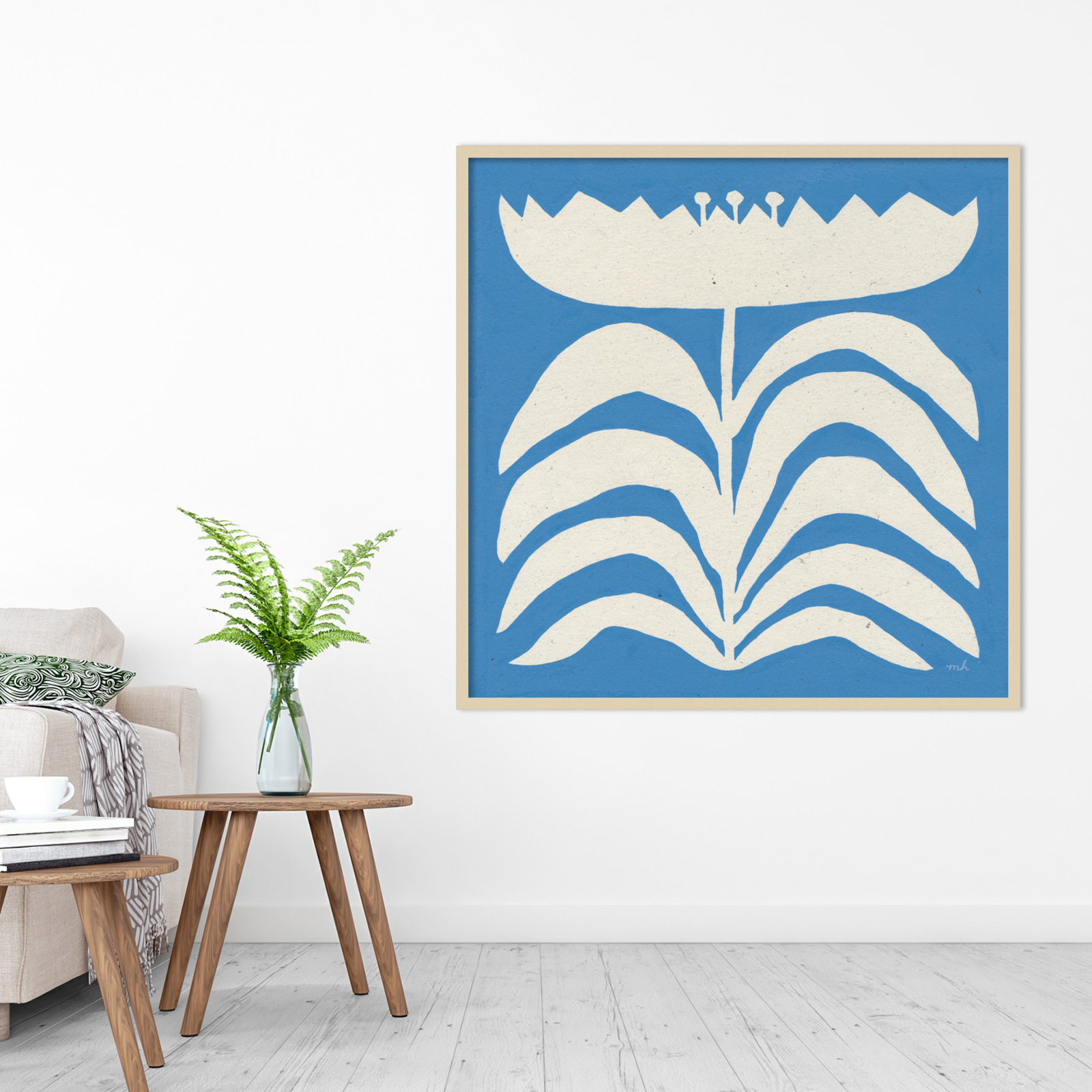 Delighted Floral II Blue Print, Brown, 41" H x 41" W x 1" D
