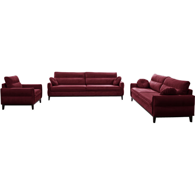 Bhumi 3 - Piece Living Room Set, Burgundy