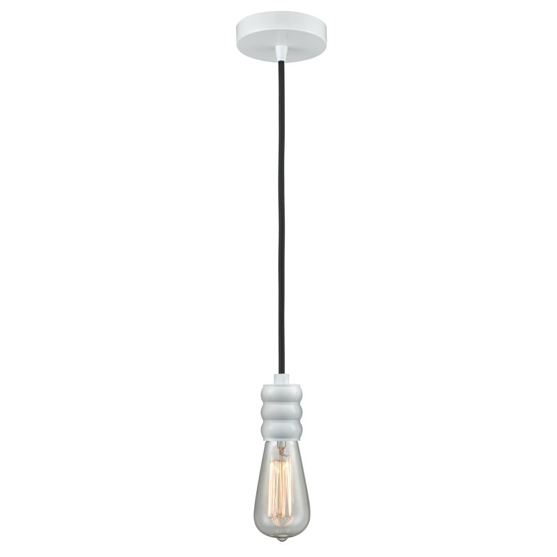 Luminaire suspendu pour une seule ampoule 1 lumières Almaree, Blanc / Noir