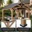 Pavillon de jardin permanent en métal L 10 pi. D Pavillon de jardin à toit rigide avec toit en acier galvanisé, convient aux patios, à la pelouse et à la cour