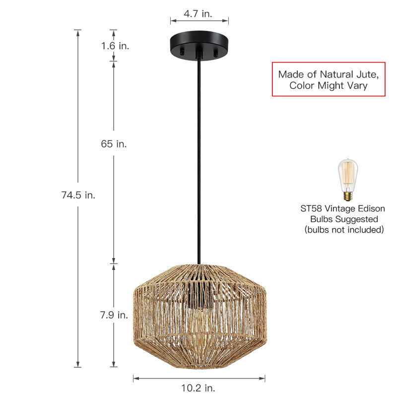 Mini-luminaire suspendu Yingst Bohemian Natural