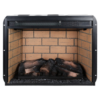 Foyer encastré à quartz infrarouge - Édition bûche de bois de 23 pouces avec brique. 1500 W de chaleur. 5000 / H. Caractéristique de flamme réaliste. 4 réglages de luminosité. / Ul. Double garantie. Mode d'économie d'énergie.