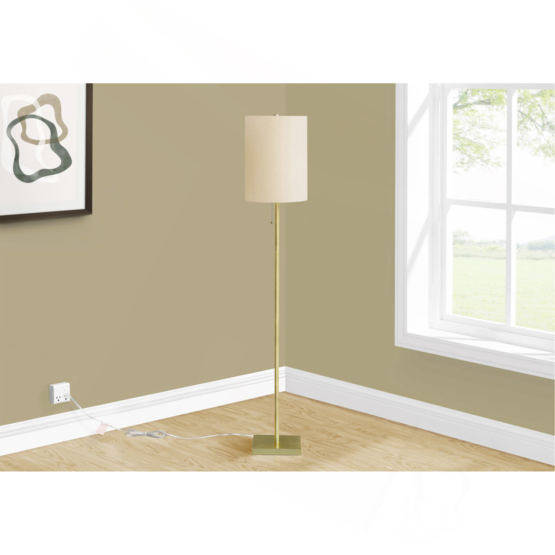 Lighting, H 62 po, laiton métallique, ivoire / abat-jour crème, contemporain