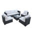 Ensemble de canapé sept pièces avec fauteuil et chaise d'extérieur en rotin noir 7-J,001 boîte 3-1-2-3 avec coussin-191795000
