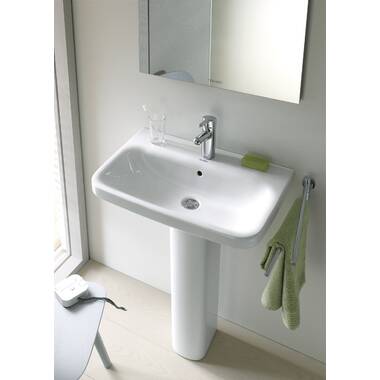 Duravit White Ceramic U-Shaped Wall Overflow Mount | Wayfair Bathroom with Sink
