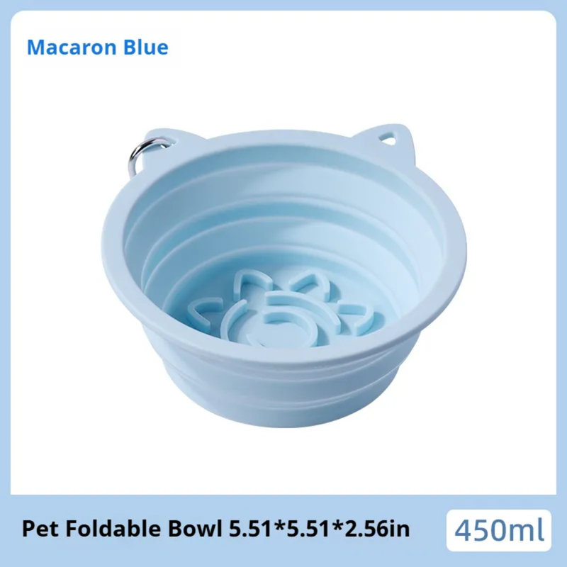 Bol pour animaux 3-en-1 pliable en silicone, Bleu