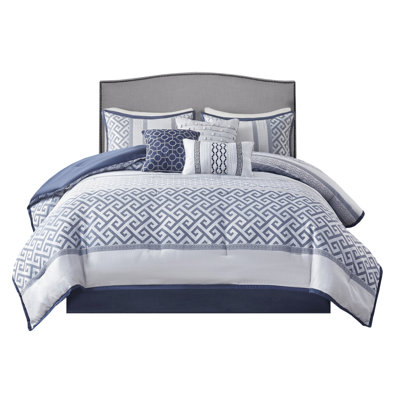 Navy King Comforter 7 Piece - Luxury And Durability In One Traditional Style Bedding