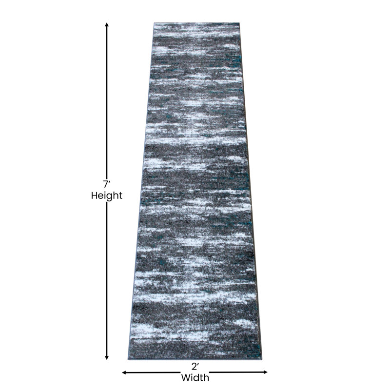 Clifton Collection Turquoise Abstract Outer Space, Runner 2' x 7'