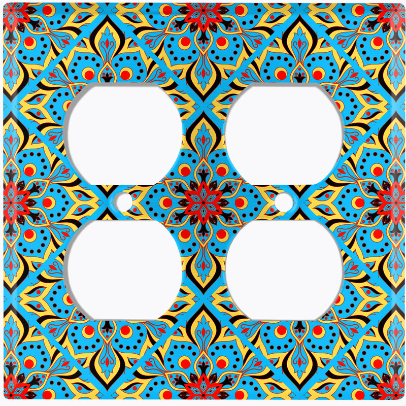 Carreau de mandala élégant bleu et rouge