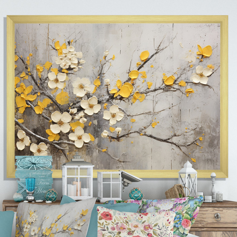 «Apple Blossom Harmony XVIII», reproduction d'art sur toile, H 16 po x l 32 po x P 1 po, Encadrement doré