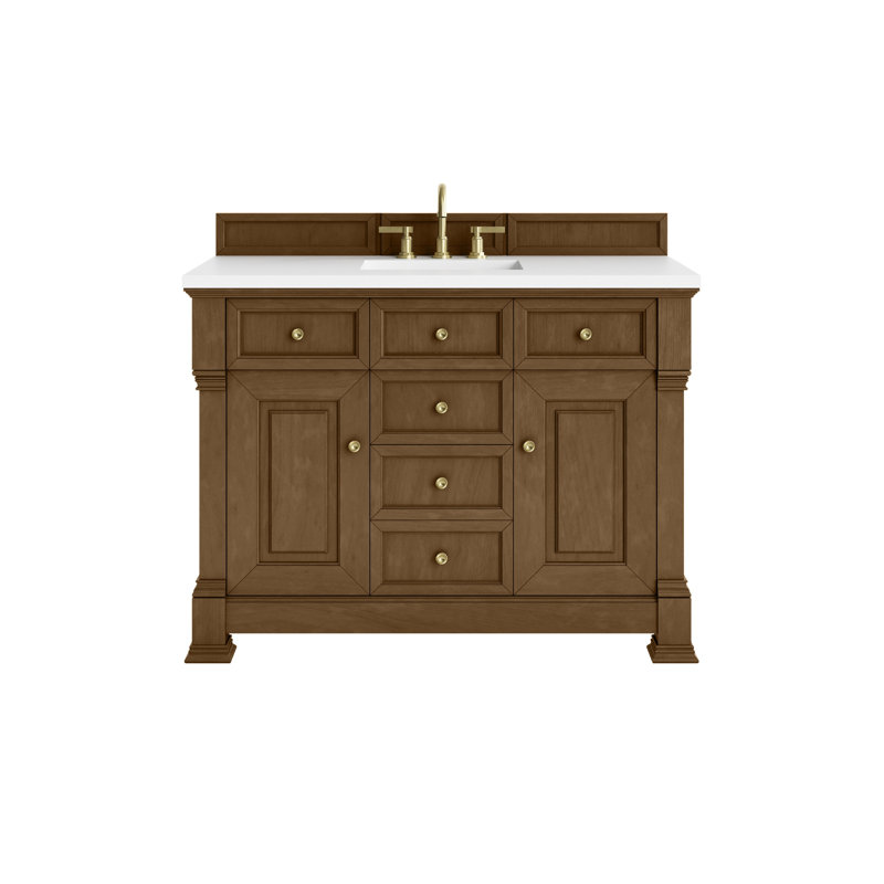 Brookfield 48'' W Single Vanity, White Zeus, Honey Oak, Widespread