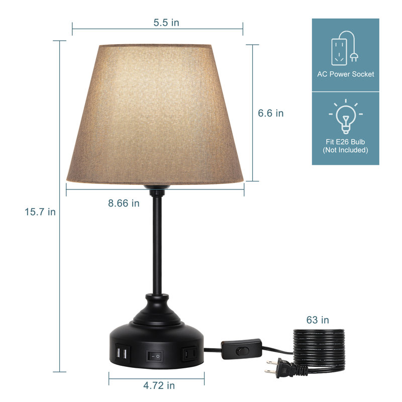 Lampe de bureau fonctionnelle deux pièces avec abat-jour roulé gris
