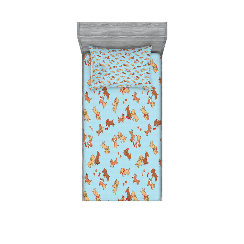 Multicolore drap-housse et coussin décoratif Ambesonne, Ensemble de draps-housses pour lit simple + 2 taie
