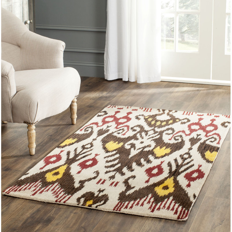 McMahon Ikat Wool Hand Woven Area Rug, Rectangle 183 x 274 cm