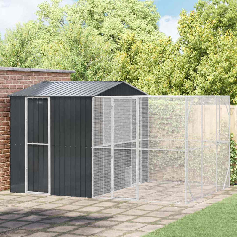 Cage à oiseaux avec rangement anthracite vidaXL 167,32 po x 119,69 po x 97,24 po, H 97,2 po x l 167,3 po x P 119,7 po