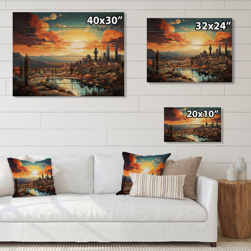 City Phoenix Popart III sur bois, H 10 po x l 20 po x P 0,78 po