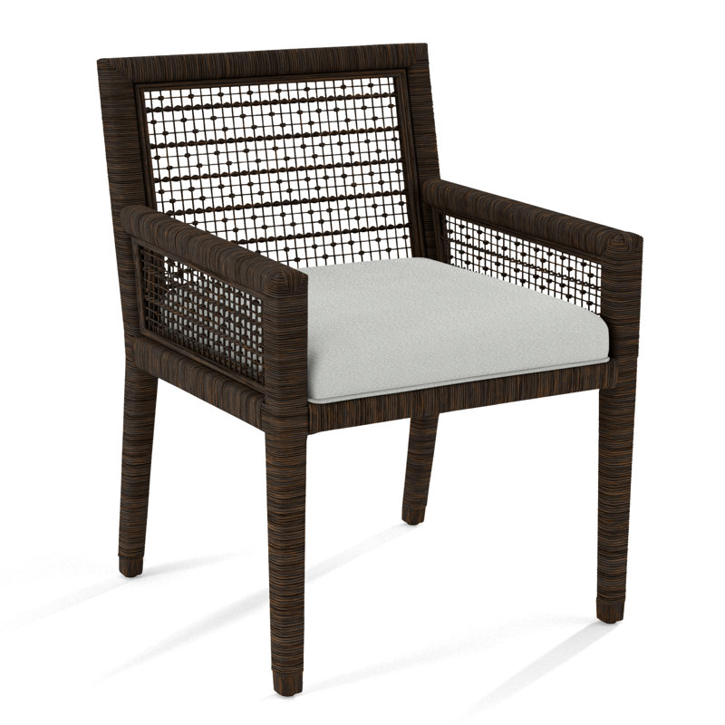 Chaise avec accoudoirs Glinda, Gros carreaux noirs; 0120-81, Café