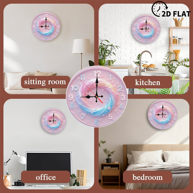 Clock Numbers Rainbow Swirl Bubbles