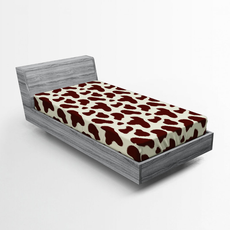 Queen Size Pink and Charcoal Grey Microfiber Animal Print Fitted Sheet