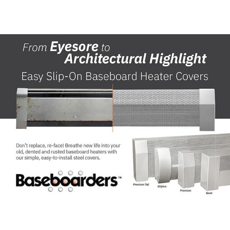 Elliptus White Galvanized Steel Slip-On Baseboard Heater Cover Set