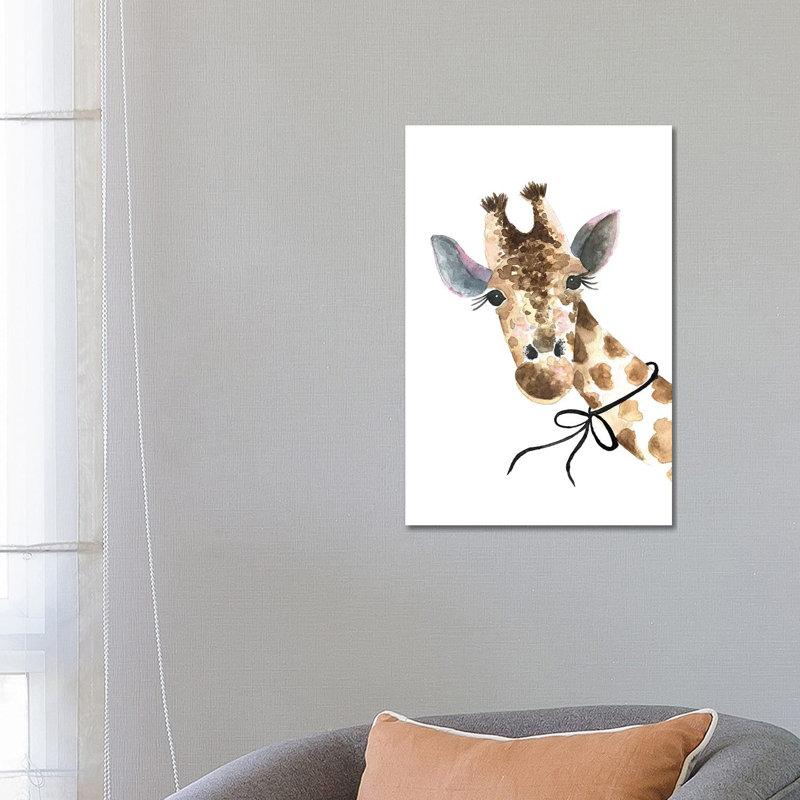 Giraffe With Bow by Mercedes Lopez Charro - Wrapped Canvas Gallery-Wrapped Canvas Giclée